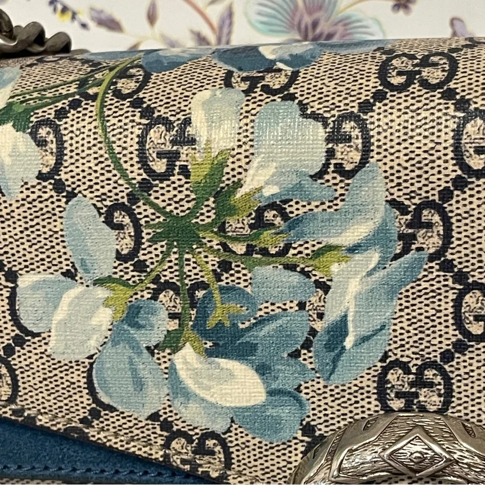 Gucci Dionysus GG Supreme Blooms Shoulder Bag Suede Interior Authentic - Picture 3 of 15